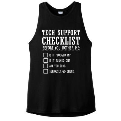 Tech Support Checklist Funny Computer Geek Sysadmin Gift Ladies PosiCharge Tri-Blend Wicking Tank