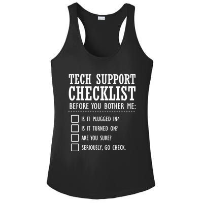 Tech Support Checklist Funny Computer Geek Sysadmin Gift Ladies PosiCharge Competitor Racerback Tank