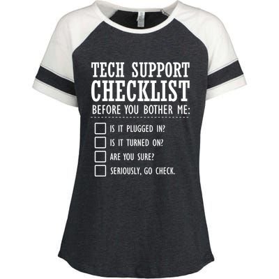 Tech Support Checklist Funny Computer Geek Sysadmin Gift Enza Ladies Jersey Colorblock Tee