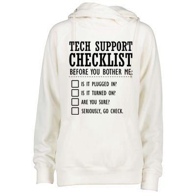 Tech Support Checklist Funny Computer Geek Sysadmin Gift Womens Funnel Neck Pullover Hood