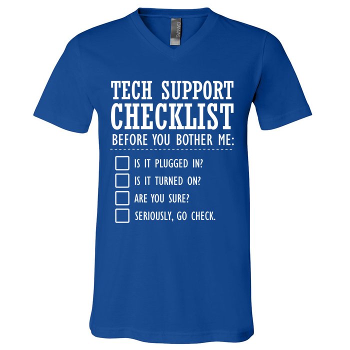 Tech Support Checklist Funny Computer Geek Sysadmin Gift V-Neck T-Shirt