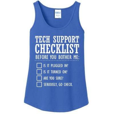 Tech Support Checklist Funny Computer Geek Sysadmin Gift Ladies Essential Tank