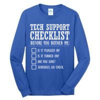 Tech Support Checklist Funny Computer Geek Sysadmin Gift Tall Long Sleeve T-Shirt