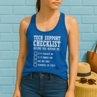 Tech Support Checklist Funny Computer Geek Sysadmin Gift Women's Racerback Tank