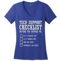 Tech Support Checklist Funny Computer Geek Sysadmin Gift Women's V-Neck T-Shirt