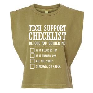 Tech Support Checklist Funny Computer Geek Sysadmin Gift Garment-Dyed Women's Muscle Tee