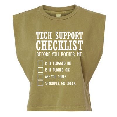 Tech Support Checklist Funny Computer Geek Sysadmin Gift Garment-Dyed Women's Muscle Tee