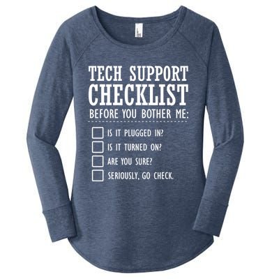 Tech Support Checklist Funny Computer Geek Sysadmin Gift Women's Perfect Tri Tunic Long Sleeve Shirt