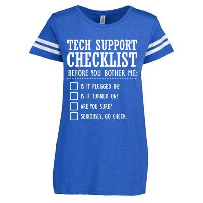 Tech Support Checklist Funny Computer Geek Sysadmin Gift Enza Ladies Jersey Football T-Shirt