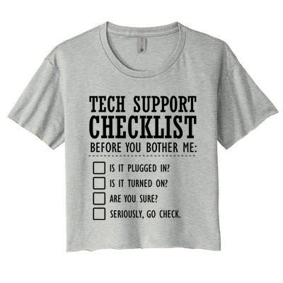 Tech Support Checklist Funny Computer Geek Sysadmin Gift Women's Crop Top Tee