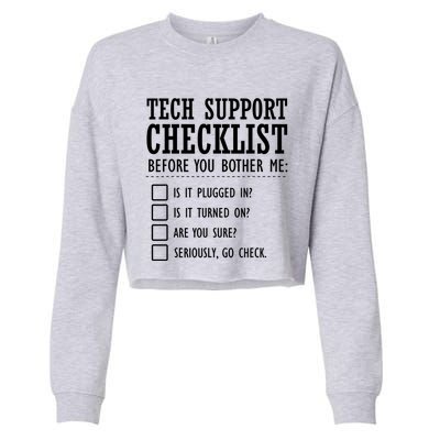 Tech Support Checklist Funny Computer Geek Sysadmin Gift Cropped Pullover Crew