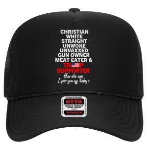 Trump Supporter Christian White Straight Unwoke Unvaxxed High Crown Mesh Back Trucker Hat