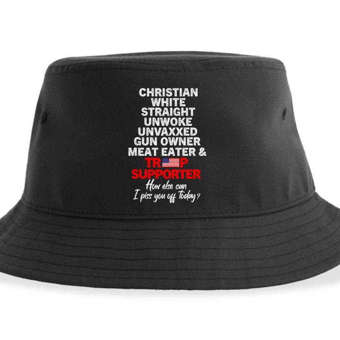 Trump Supporter Christian White Straight Unwoke Unvaxxed Sustainable Bucket Hat