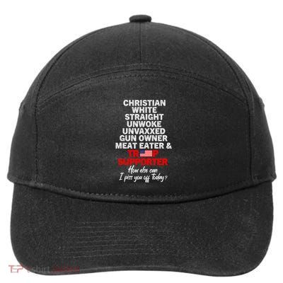 Trump Supporter Christian White Straight Unwoke Unvaxxed 7-Panel Snapback Hat