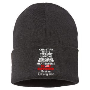 Trump Supporter Christian White Straight Unwoke Unvaxxed Sustainable Knit Beanie