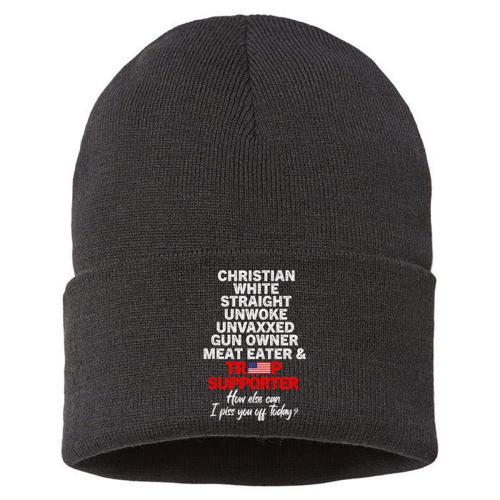 Trump Supporter Christian White Straight Unwoke Unvaxxed Sustainable Knit Beanie