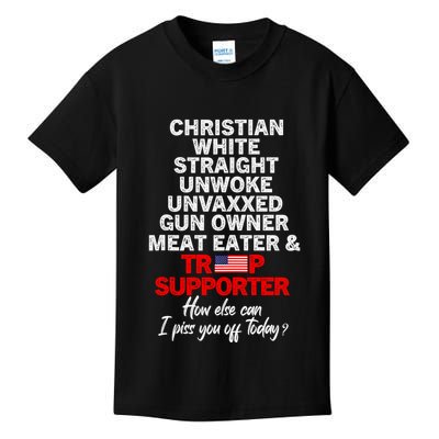 Trump Supporter Christian White Straight Unwoke Unvaxxed Kids T-Shirt