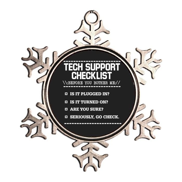 Tech Support Checklist Funny Computer Geek Sysadmin Gift Metallic Star Ornament