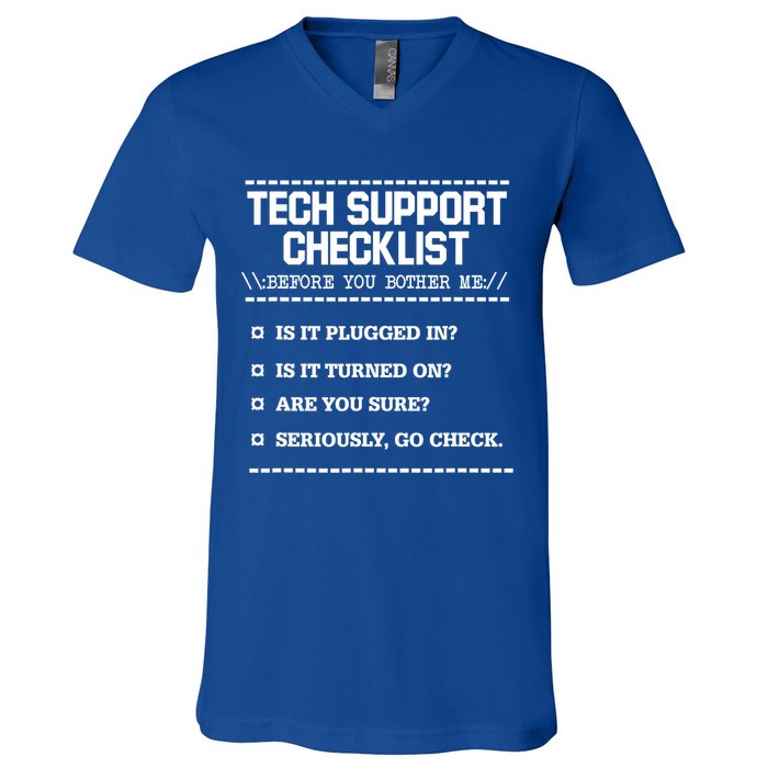 Tech Support Checklist Funny Computer Geek Sysadmin Gift V-Neck T-Shirt