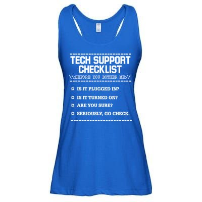 Tech Support Checklist Funny Computer Geek Sysadmin Gift Ladies Essential Flowy Tank