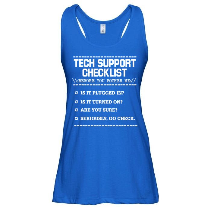 Tech Support Checklist Funny Computer Geek Sysadmin Gift Ladies Essential Flowy Tank
