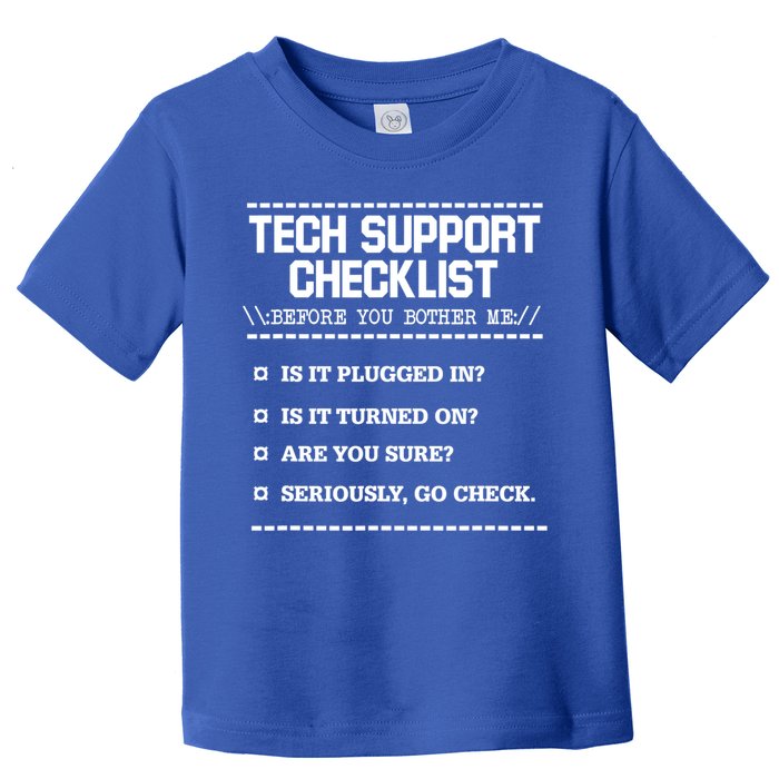Tech Support Checklist Funny Computer Geek Sysadmin Gift Toddler T-Shirt