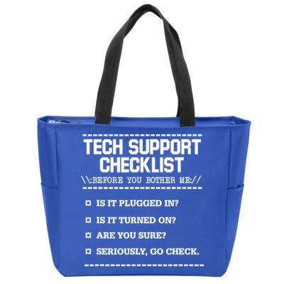 Tech Support Checklist Funny Computer Geek Sysadmin Gift Zip Tote Bag