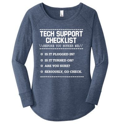 Tech Support Checklist Funny Computer Geek Sysadmin Gift Women's Perfect Tri Tunic Long Sleeve Shirt