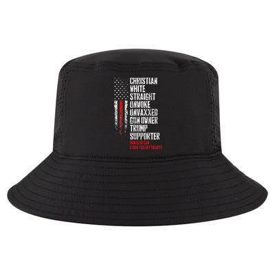 Trump Supporter Christian White Straight Unwoke Unvaxxed Cool Comfort Performance Bucket Hat