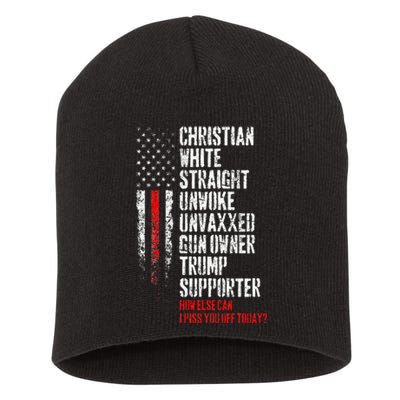 Trump Supporter Christian White Straight Unwoke Unvaxxed Short Acrylic Beanie