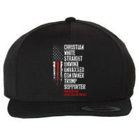 Trump Supporter Christian White Straight Unwoke Unvaxxed Wool Snapback Cap