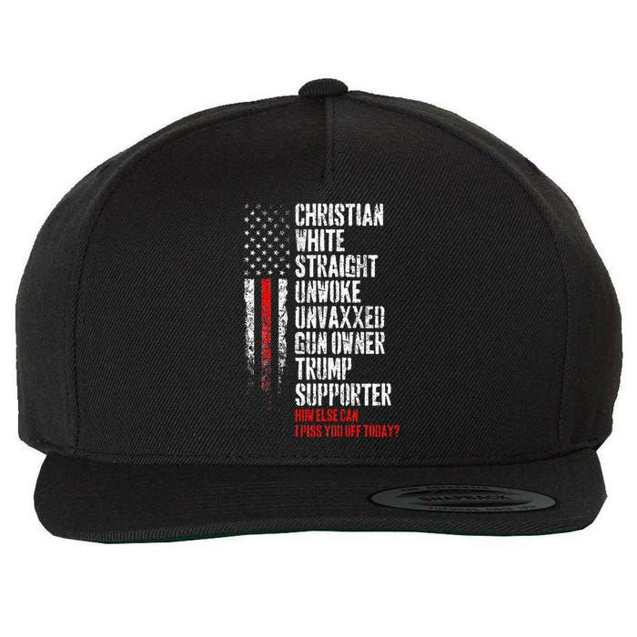 Trump Supporter Christian White Straight Unwoke Unvaxxed Wool Snapback Cap