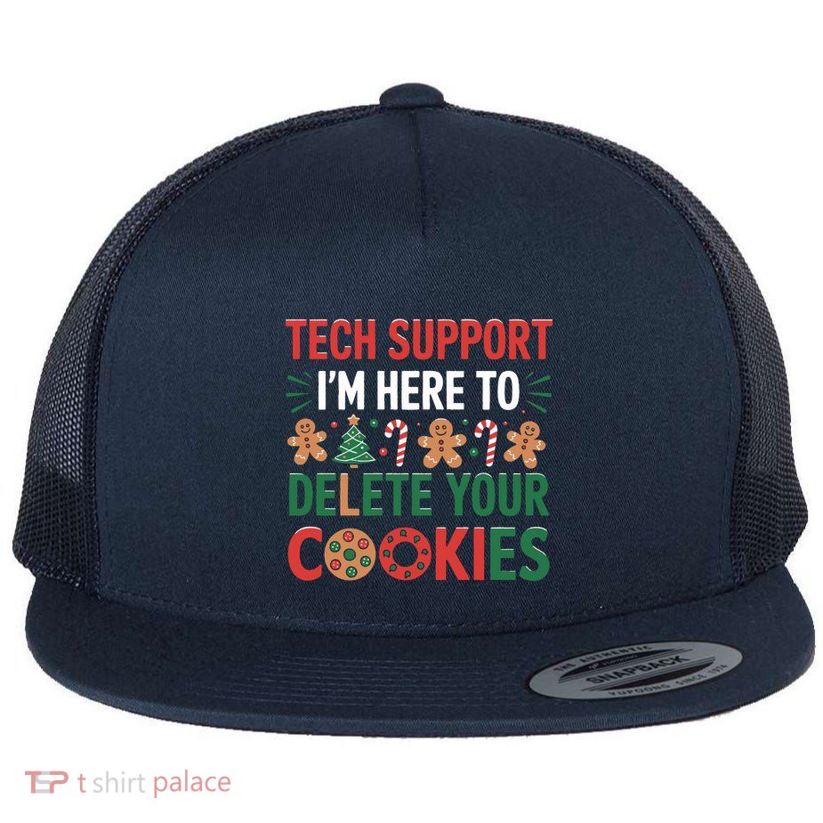 Tech Support Christmas Cookies Funny Christmas Flat Bill Trucker Hat