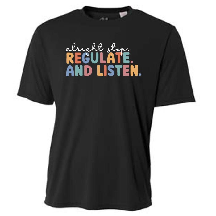 Teacher School Counselor Stop Regulate Teacher Life School Cooling Performance Crew T-Shirt