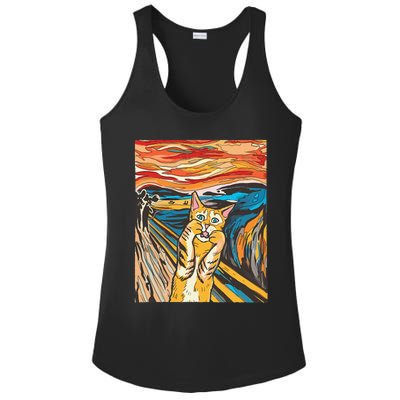 The Scream Cat Parody Funny Cat Parody Art Painting Ladies PosiCharge Competitor Racerback Tank