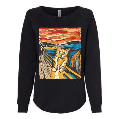 The Scream Cat Parody Funny Cat Parody Art Painting Womens California Wash Sweatshirt