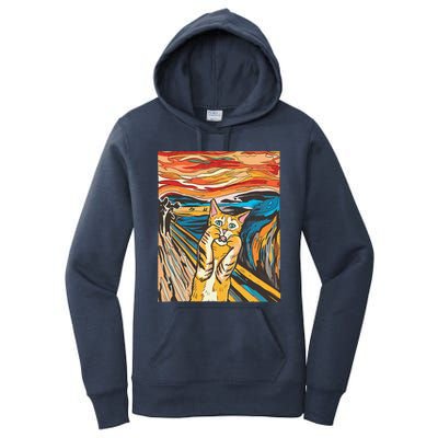 The Scream Cat Parody Funny Cat Parody Art Painting Women's Pullover Hoodie