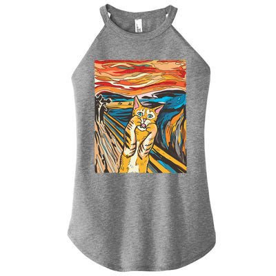 The Scream Cat Parody Funny Cat Parody Art Painting Women's Perfect Tri Rocker Tank