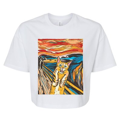 The Scream Cat Parody Funny Cat Parody Art Painting Bella+Canvas Jersey Crop Tee