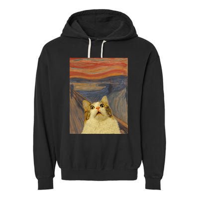 The Scream Cat Funny Classic Painting Garment-Dyed Fleece Hoodie