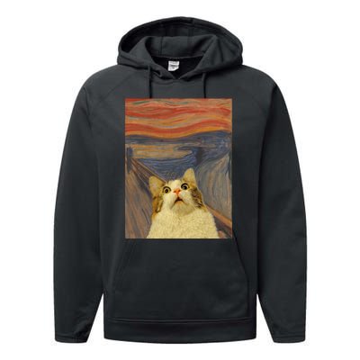 The Scream Cat Funny Classic Painting Performance Fleece Hoodie