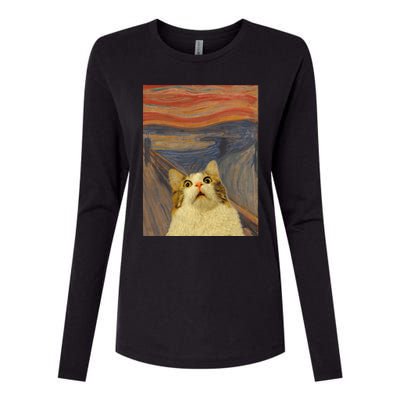 The Scream Cat Funny Classic Painting Womens Cotton Relaxed Long Sleeve T-Shirt