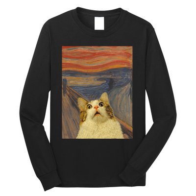 The Scream Cat Funny Classic Painting Long Sleeve Shirt