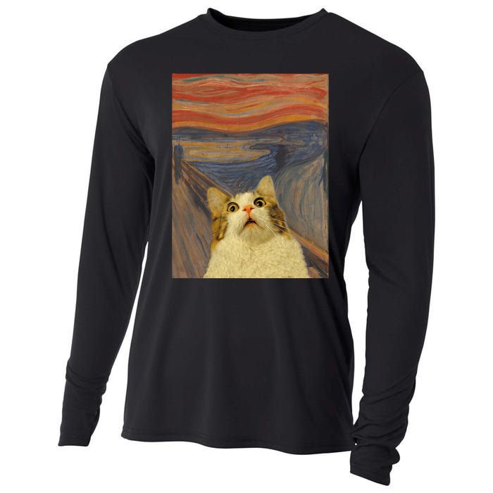 The Scream Cat Funny Classic Painting Cooling Performance Long Sleeve Crew