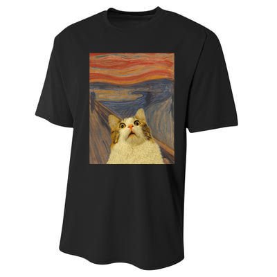 The Scream Cat Funny Classic Painting Performance Sprint T-Shirt