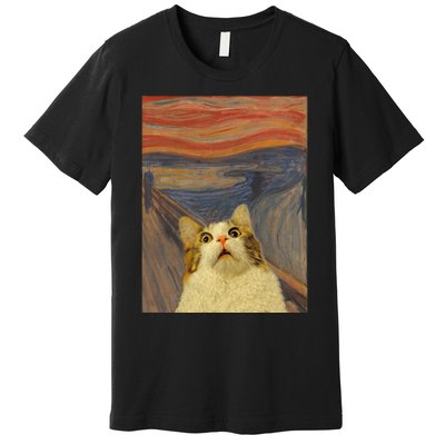 The Scream Cat Funny Classic Painting Premium T-Shirt