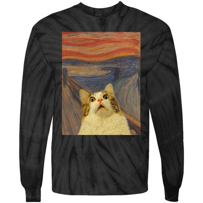 The Scream Cat Funny Classic Painting Tie-Dye Long Sleeve Shirt