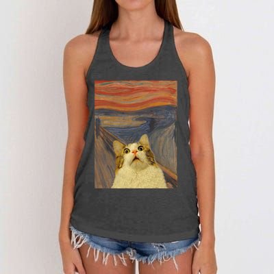 The Scream Cat Funny Classic Painting Women's Knotted Racerback Tank