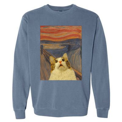 The Scream Cat Funny Classic Painting Garment-Dyed Sweatshirt