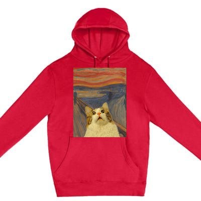 The Scream Cat Funny Classic Painting Premium Pullover Hoodie